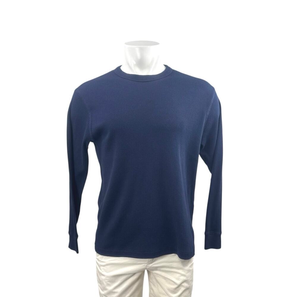 Gap Men's Navy Blue Waffle Knit Crew Neck Long Sleeve T Shirt Tee Top Size M